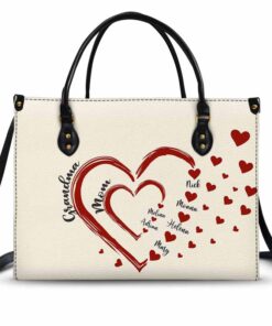 Mom's Grandma's Sweethearts - Gift For Mother, Grandmother - Personalized Leather Bag