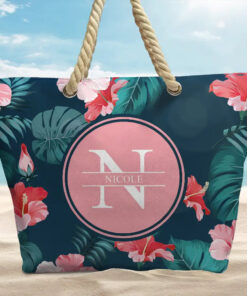 Alternative view of Letter Monogram Tropical Style - Personalized Beach Bag