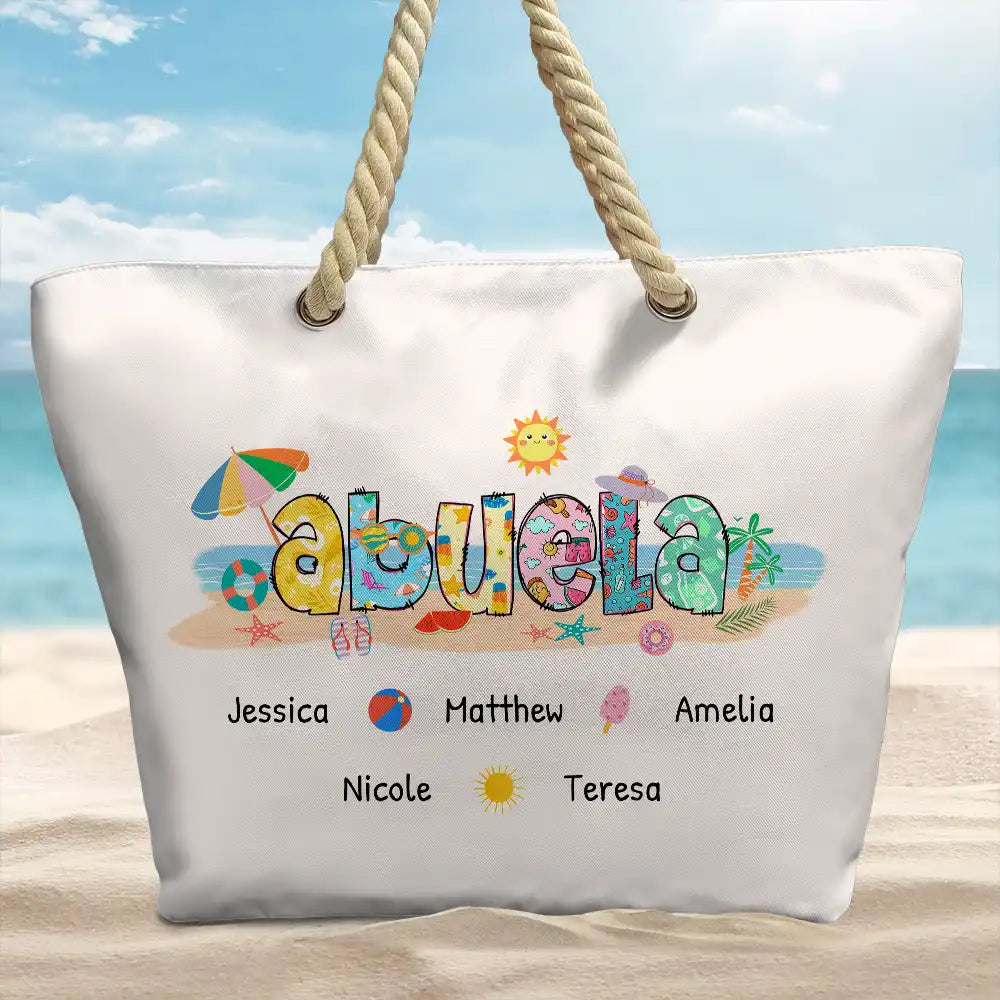 Mom Grandma Beach Summer Vibe - Personalized Beach Bag - Image 2