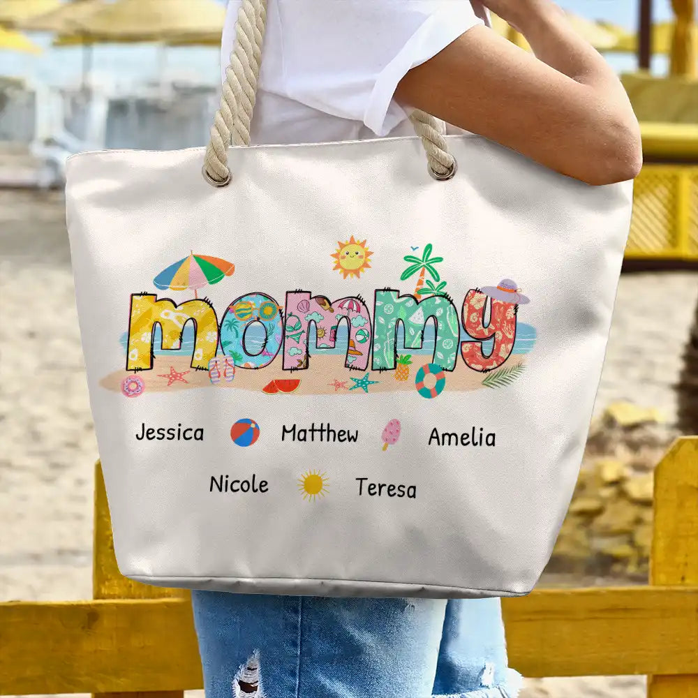 Mom Grandma Beach Summer Vibe - Personalized Beach Bag - Image 3