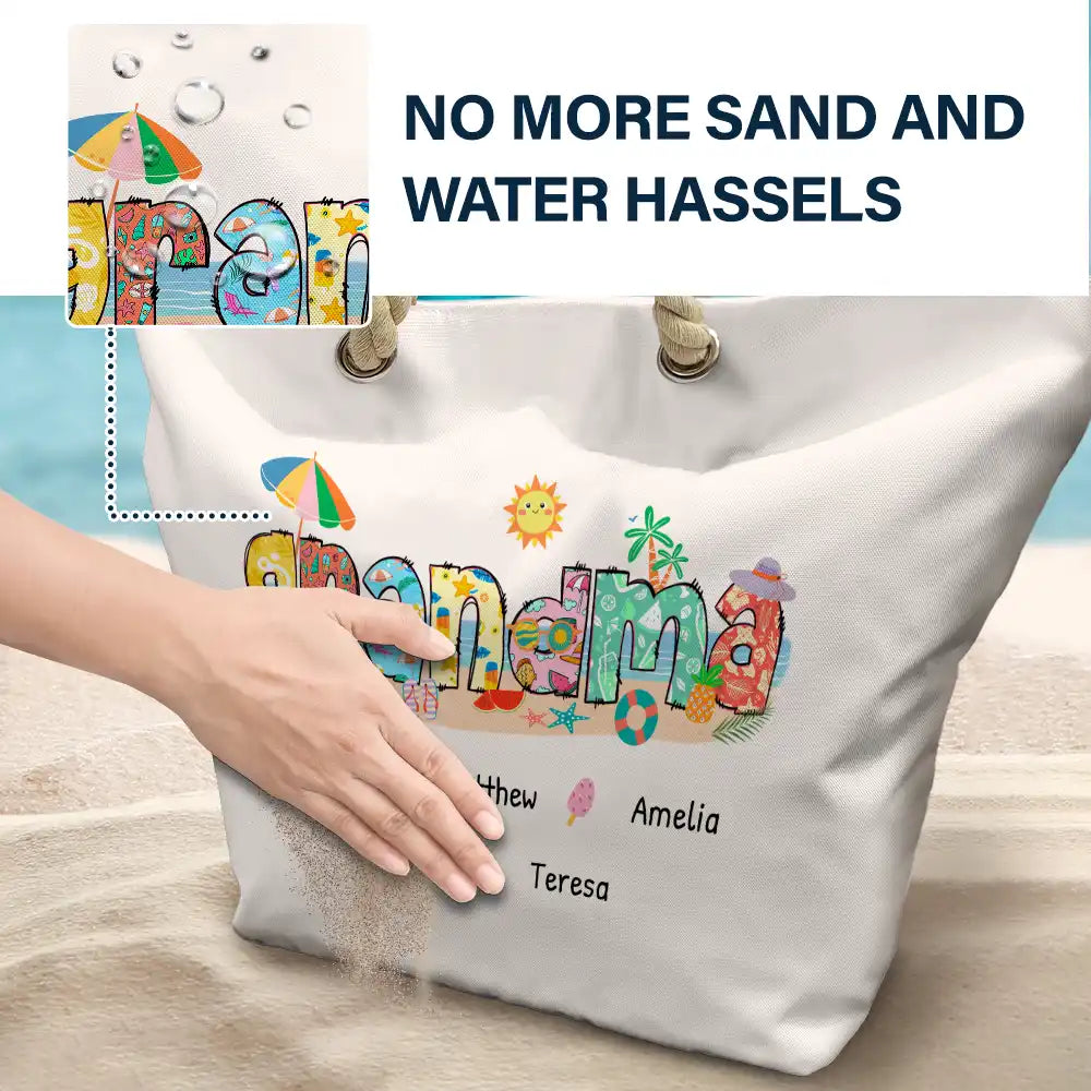 Mom Grandma Beach Summer Vibe - Personalized Beach Bag - Image 6