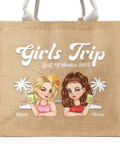 Girls Trip Summer Vibe - Personalized Jute Beach Bag