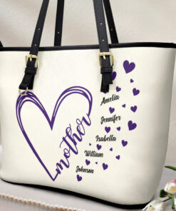 Alternative view of Grandma Little Hearts - Personalized Leather Tote Bag