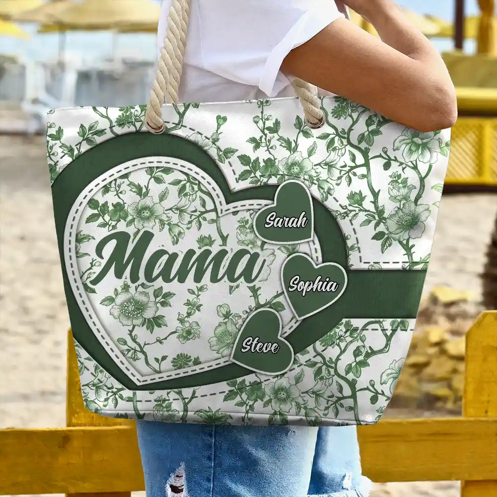 Grandma Mom Toile De Jouy - Personalized Beach Bag - Image 3