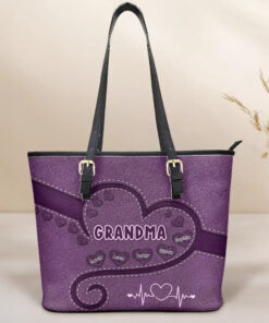 Grandma Mom's Sweethearts - Personalized Leather Tote Bag