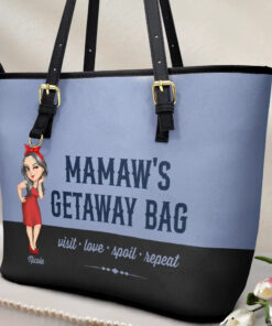 Alternative view of Grandma's Getaway Bag - Personalized Leather Tote Bag