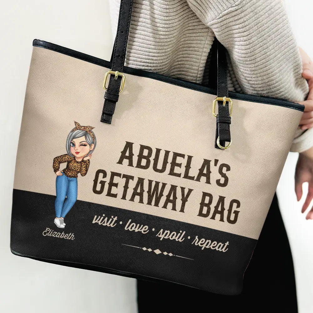 Grandma's Getaway Bag - Personalized Leather Tote Bag - Image 3
