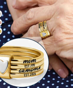 Beautiful Custom Jewelry For Grandma And Mom - Personalized Heart Stacking Rings