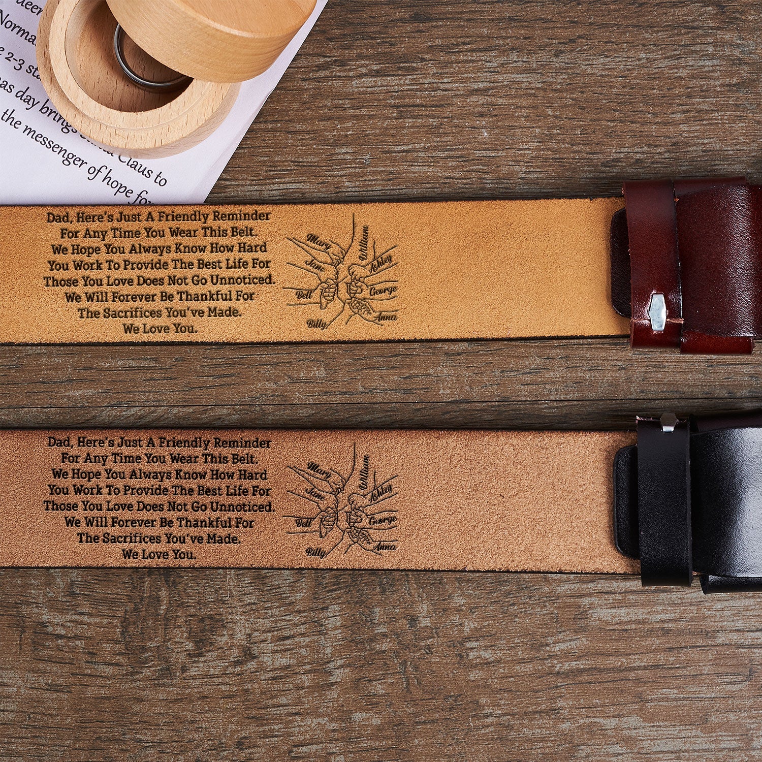 I Hope You Always Know How Hard You Work - Personalized Engraved Leather Belt - Image 2