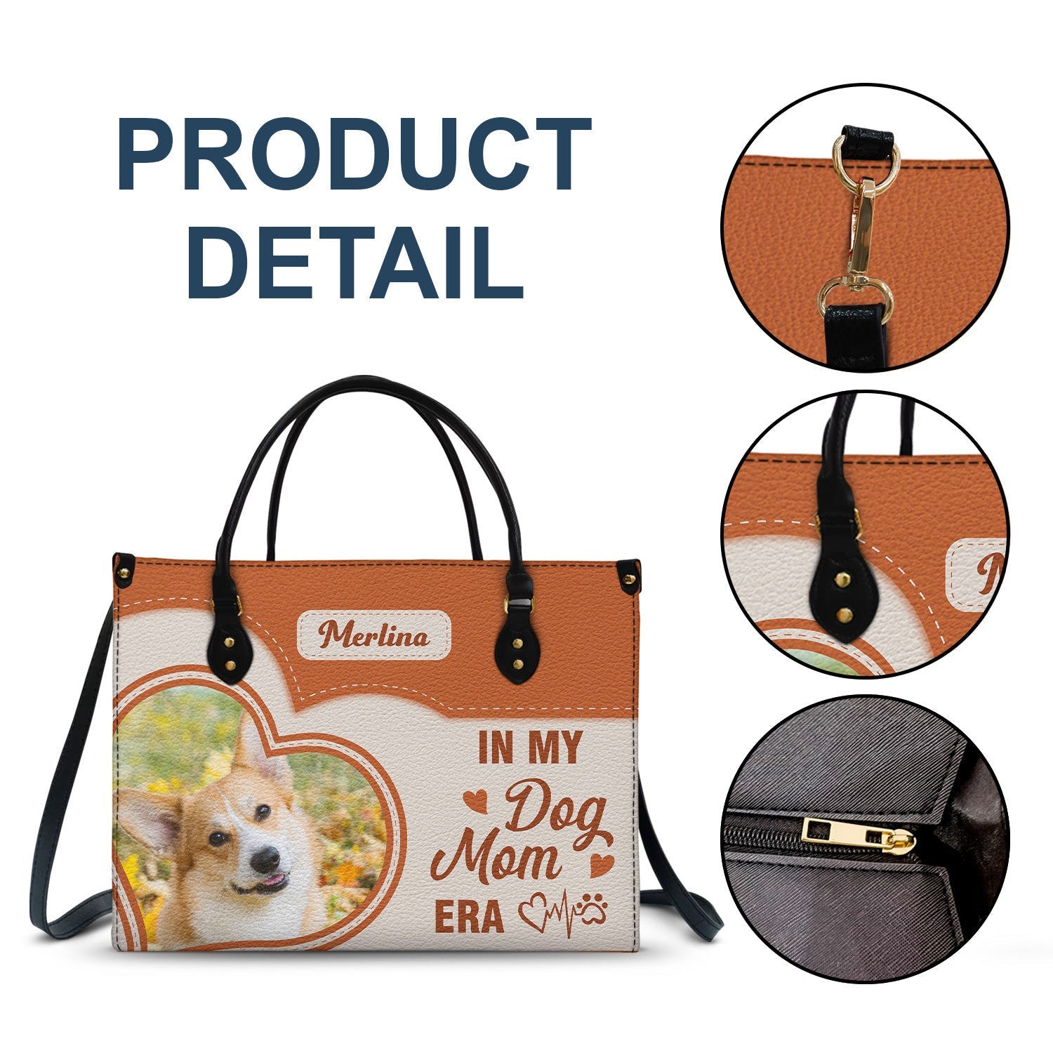 Custom Photo In My Dog Cat Mom Era - Gift For Dog Mom, Cat Mom - Personalized Leather Bag - Image 7