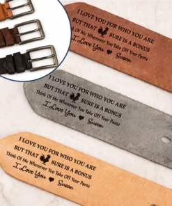 Alternative view of I Love You For Who You Are Gift For Husband Boy Friend - Personalized Cowhide Leather Belt
