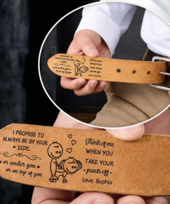 I Promise To Always Be By Your Side Naughty Couple - Personalized Cowhide Leather Belt