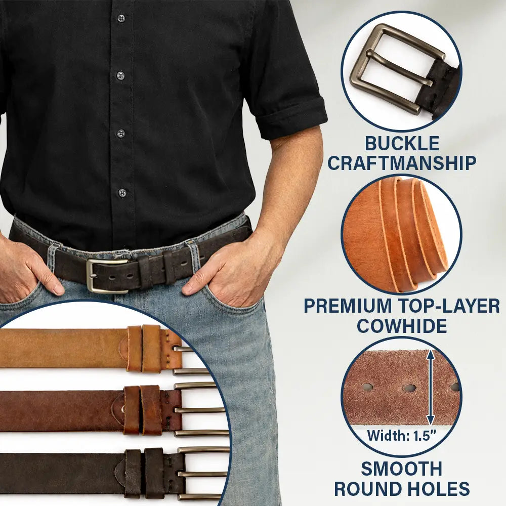 Custom Photo Outline Sketch Couple Think Of Me When You Take Your Pants Off - Personalized Cowhide Leather Belt - Image 5
