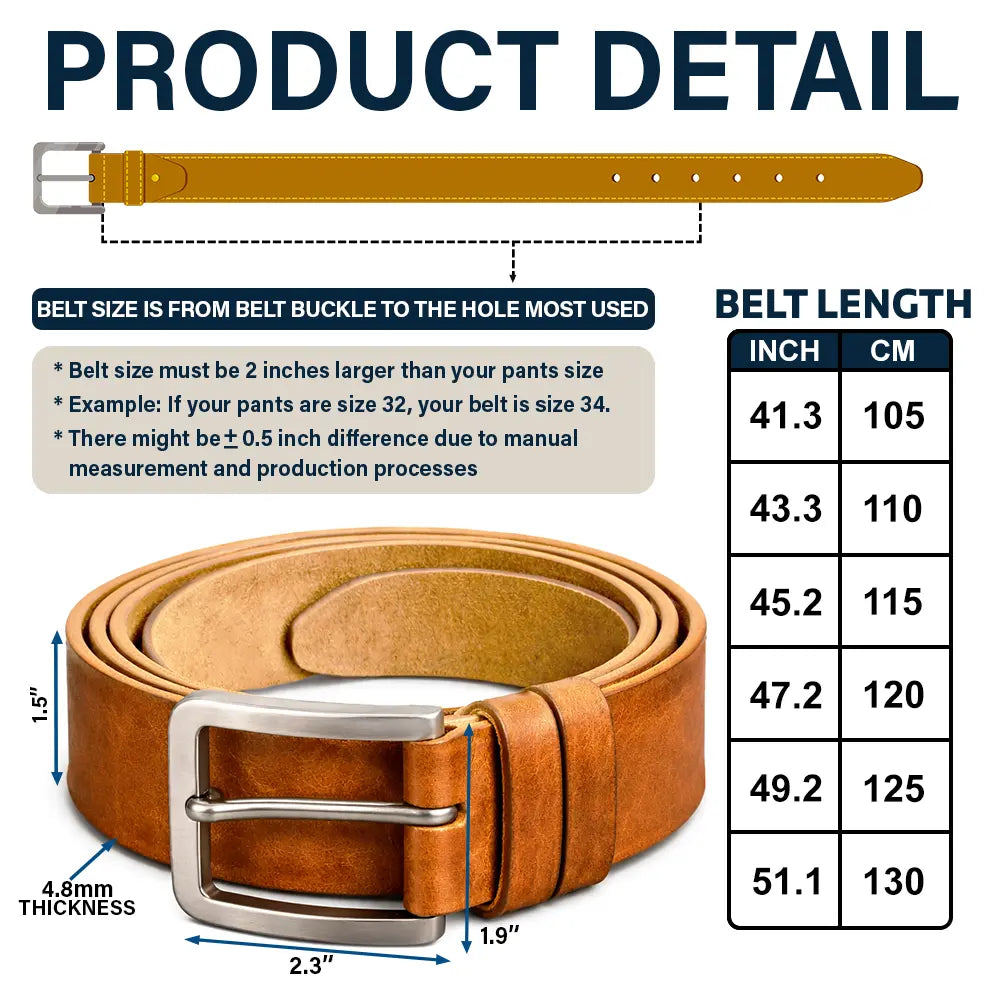 Couple Old Buck Sweet Doe - Personalized Cowhide Leather Belt - Image 5