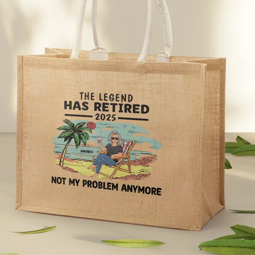 I'm Retired I Don't Have To - Personalized Jute Beach Bag - Image 2