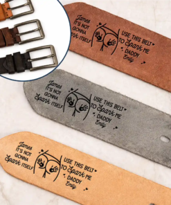 Alternative view of It Is Not Gonna Lick Itself Spicy Couple - Personalized Cowhide Leather Belt