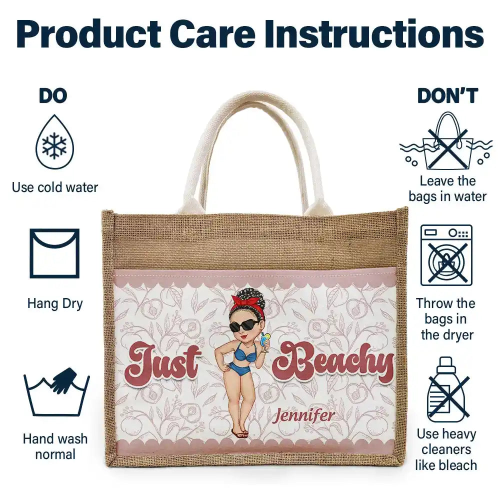 Just Beachy - Personalized Jute Tote Bag - Image 6