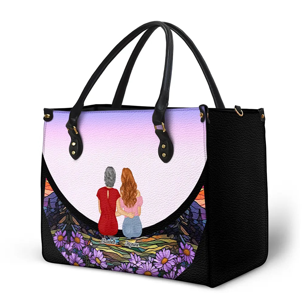 Grandma And Grandkids On The Moon - Personalized Leather Bag - Image 2