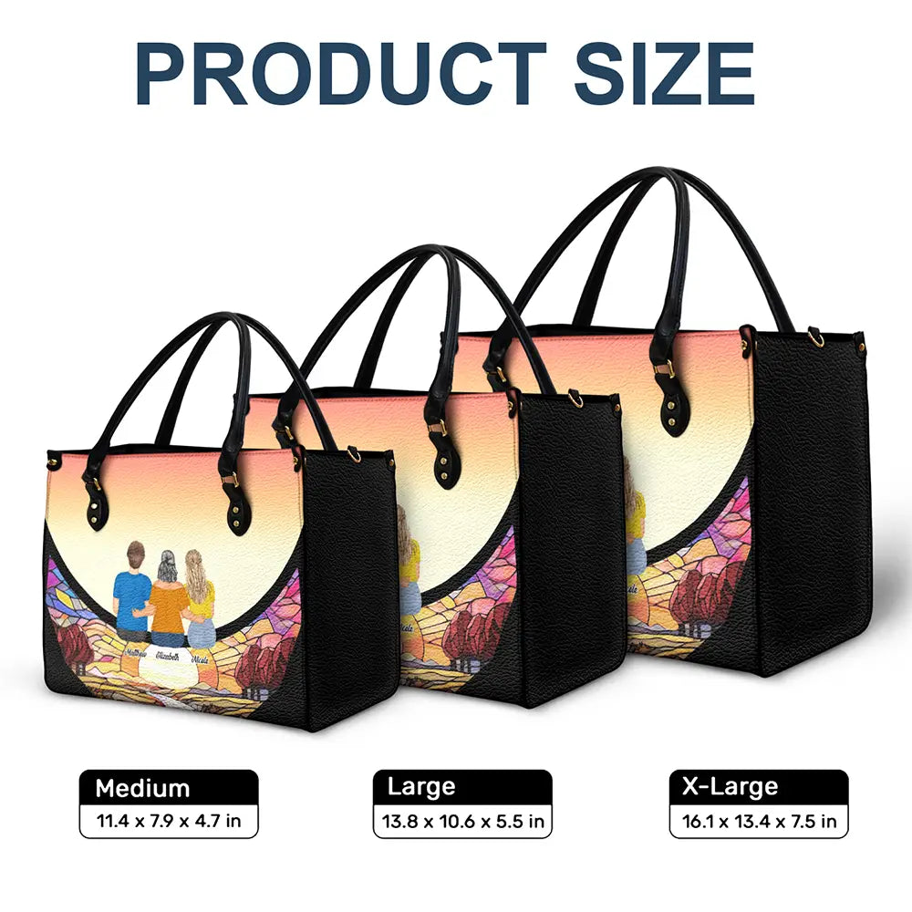 Grandma And Grandkids On The Moon - Personalized Leather Bag - Image 6