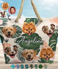 Custom Photo Funny Family Pet Face - Personalized Beach Bag