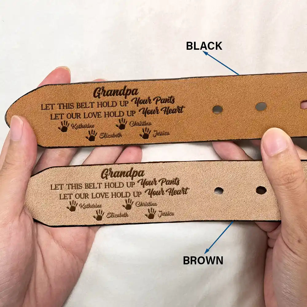 Let Our Love Hold Up Your Heart - Personalized Engraved Leather Belt - Image 2