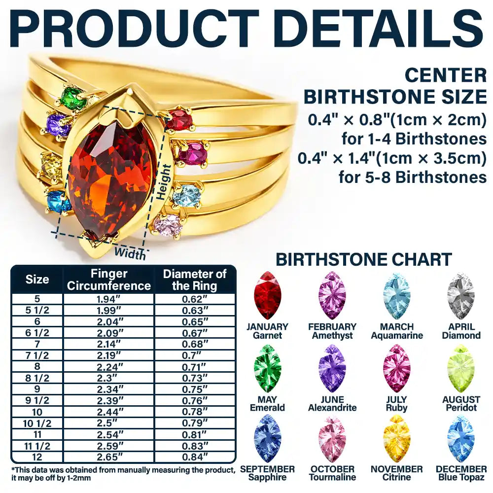 This Awesome Mom Belongs Engraved With Kids Name Gemstones - Personalized Birthstone Ring - Image 5