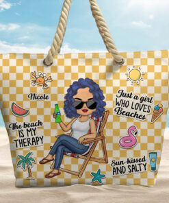 Alternative view of The Beach Is My Therapy - Personalized Beach Bag