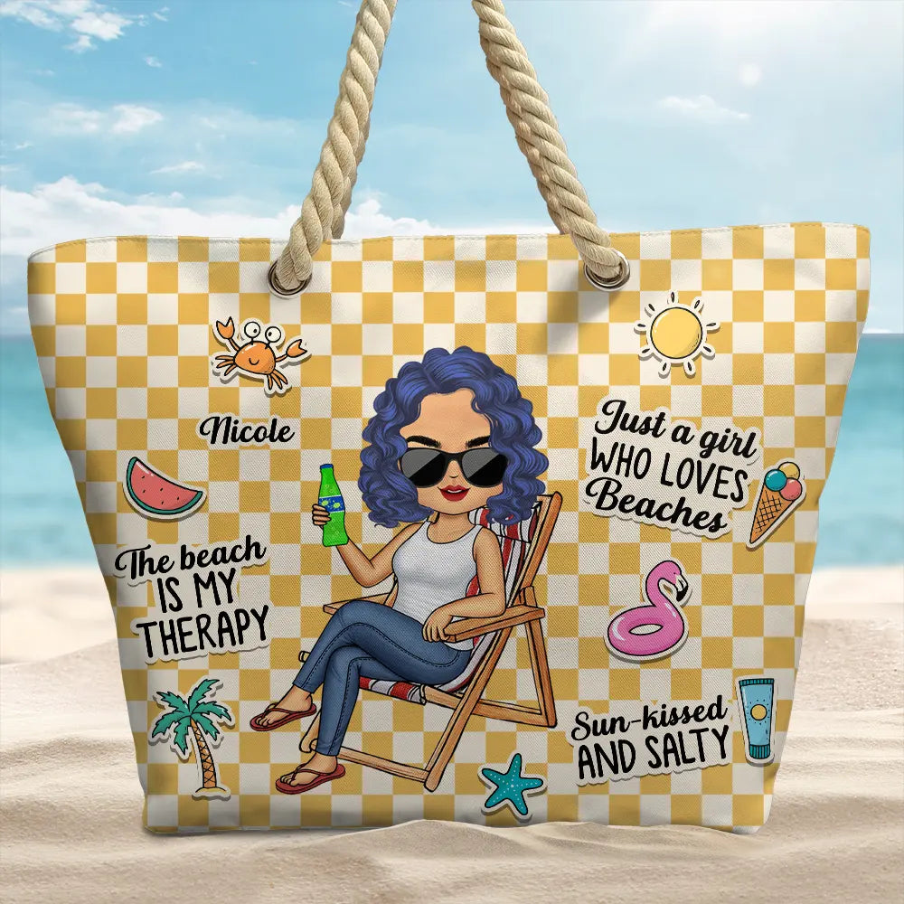 The Beach Is My Therapy - Personalized Beach Bag - Image 2