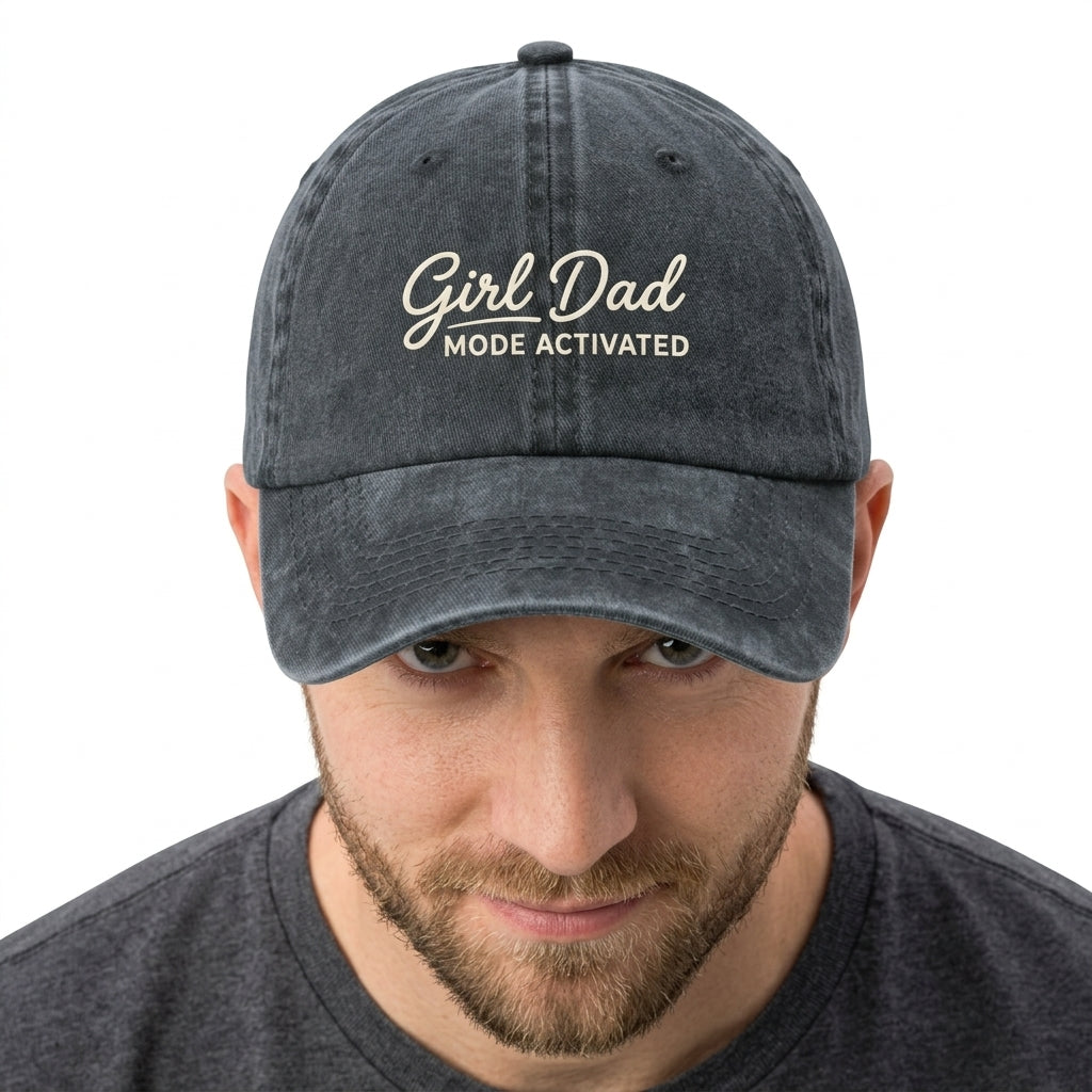 Girl Dad Mode Activated, Father's Day Retro Faux Embroidery Cap, Gift For Him