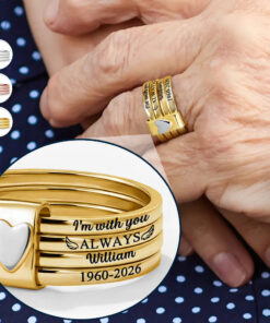 Memorial I'm With You Always - Personalized Heart Stacking Rings