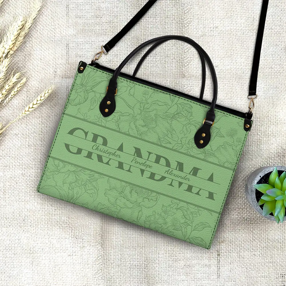 Mom Floral Design Trendy Bag - Personalized Leather Bag - Image 4