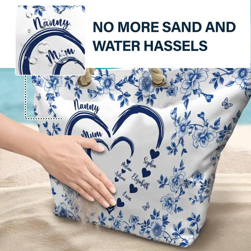 Mom Grandma Sweethearts Toile - Personalized Beach Bag - Image 6