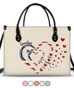 Mom's Grandma's Sweethearts Independence Day - Personalized Leather Bag