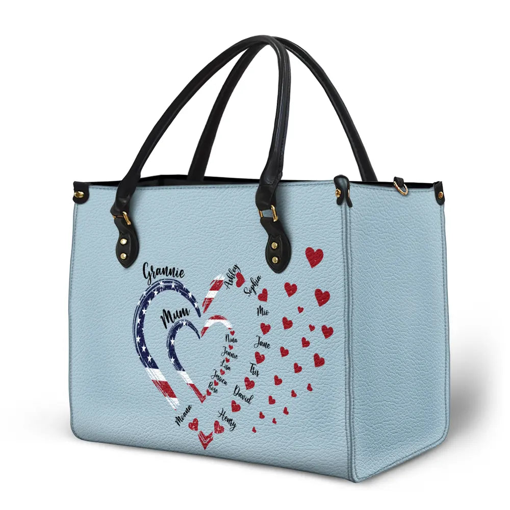 Mom's Grandma's Sweethearts Independence Day - Personalized Leather Bag - Image 2