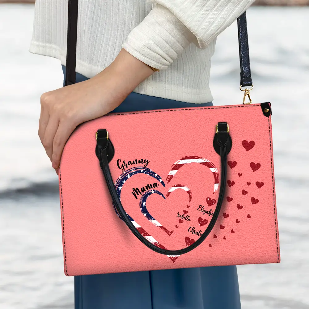 Mom's Grandma's Sweethearts Independence Day - Personalized Leather Bag - Image 3
