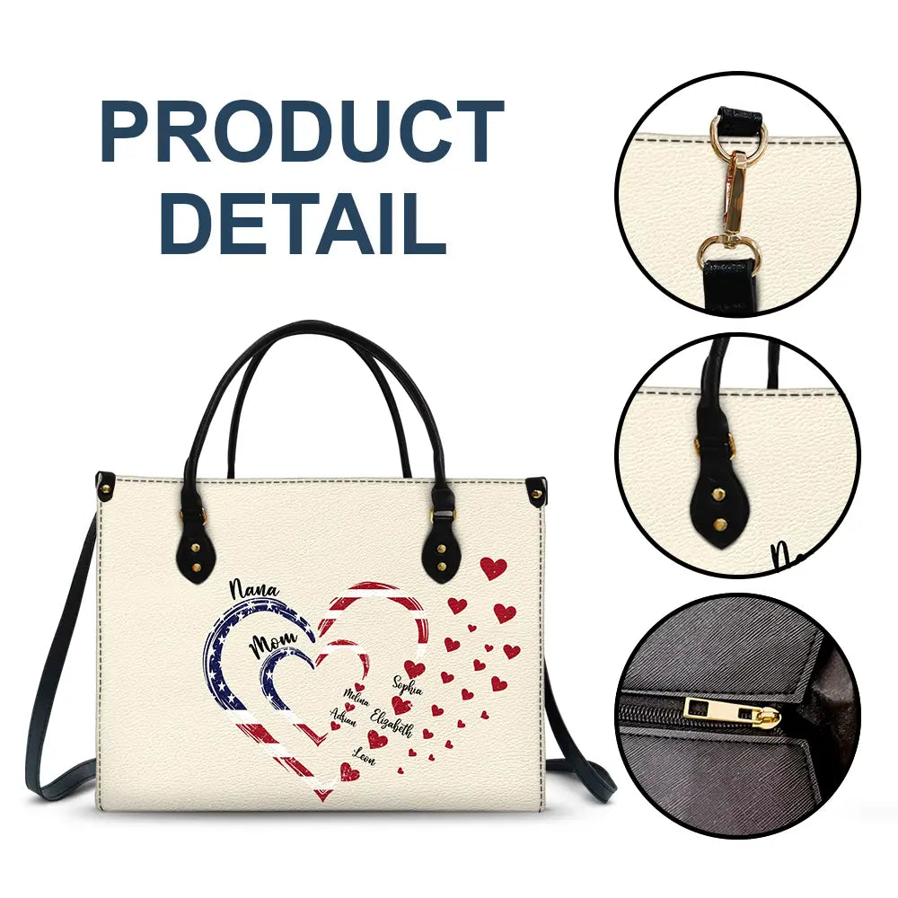 Mom's Grandma's Sweethearts Independence Day - Personalized Leather Bag - Image 7