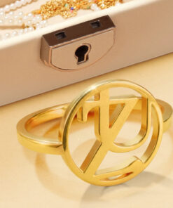 Alternative view of Monogram Monogram Interwined Initials Couple Women - Personalized Custom Shaped Ring