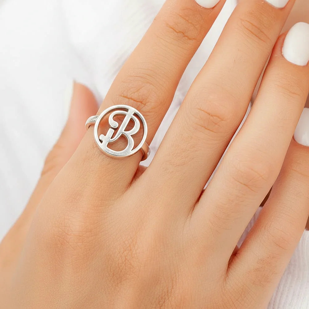 Monogram Monogram Interwined Initials Couple Women - Personalized Custom Shaped Ring - Image 4