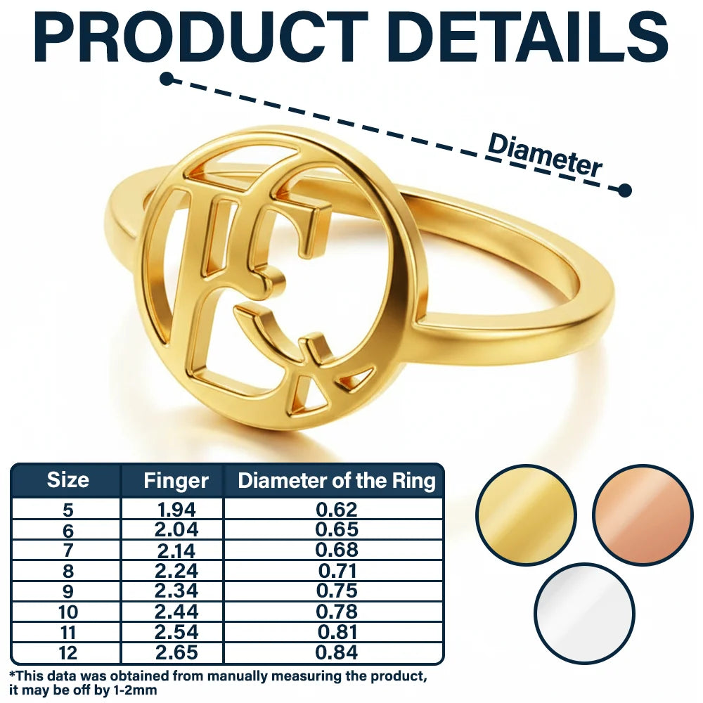 Monogram Monogram Interwined Initials Couple Women - Personalized Custom Shaped Ring - Image 5