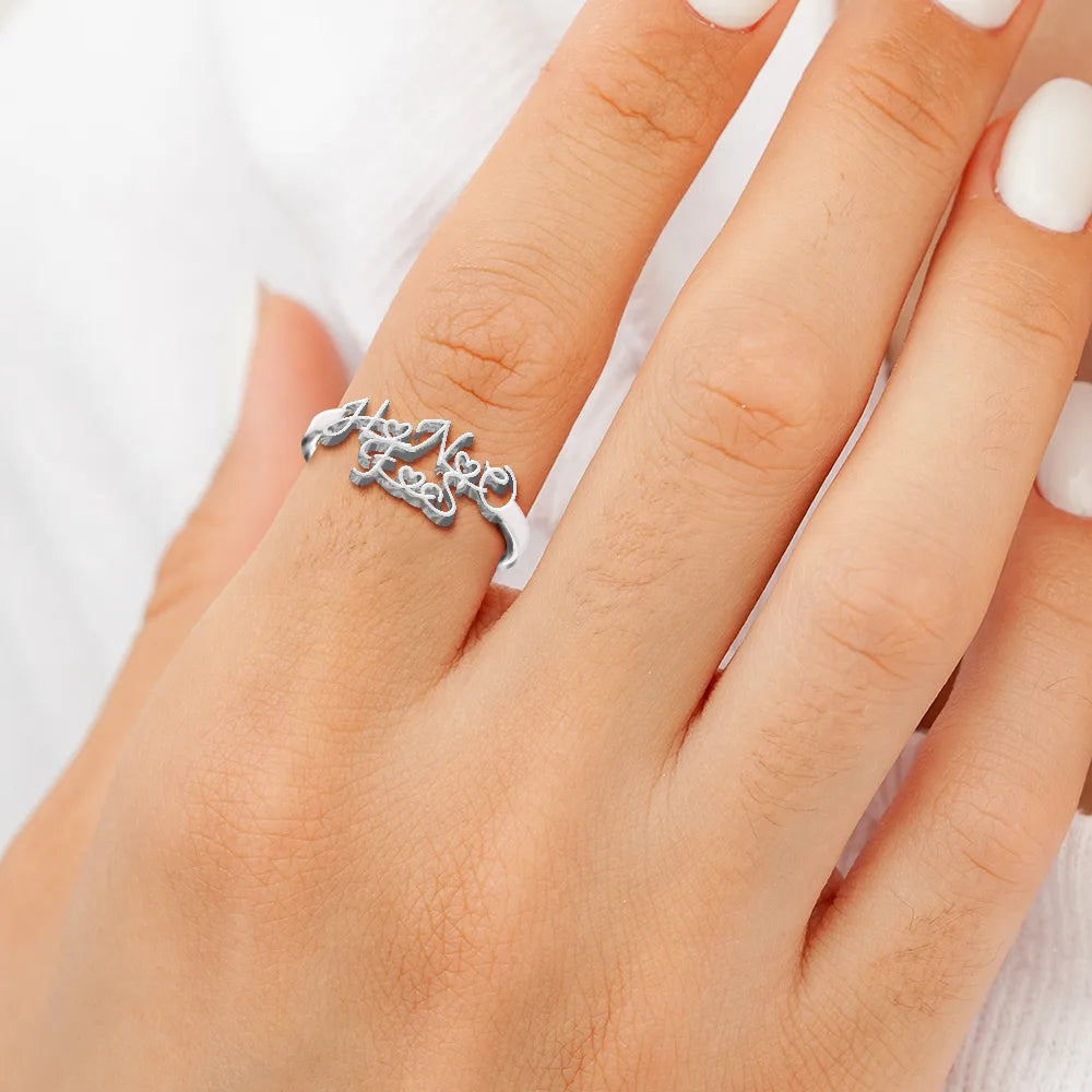 Multiple Initials With Heart - Personalized Custom Shaped Ring - Image 4