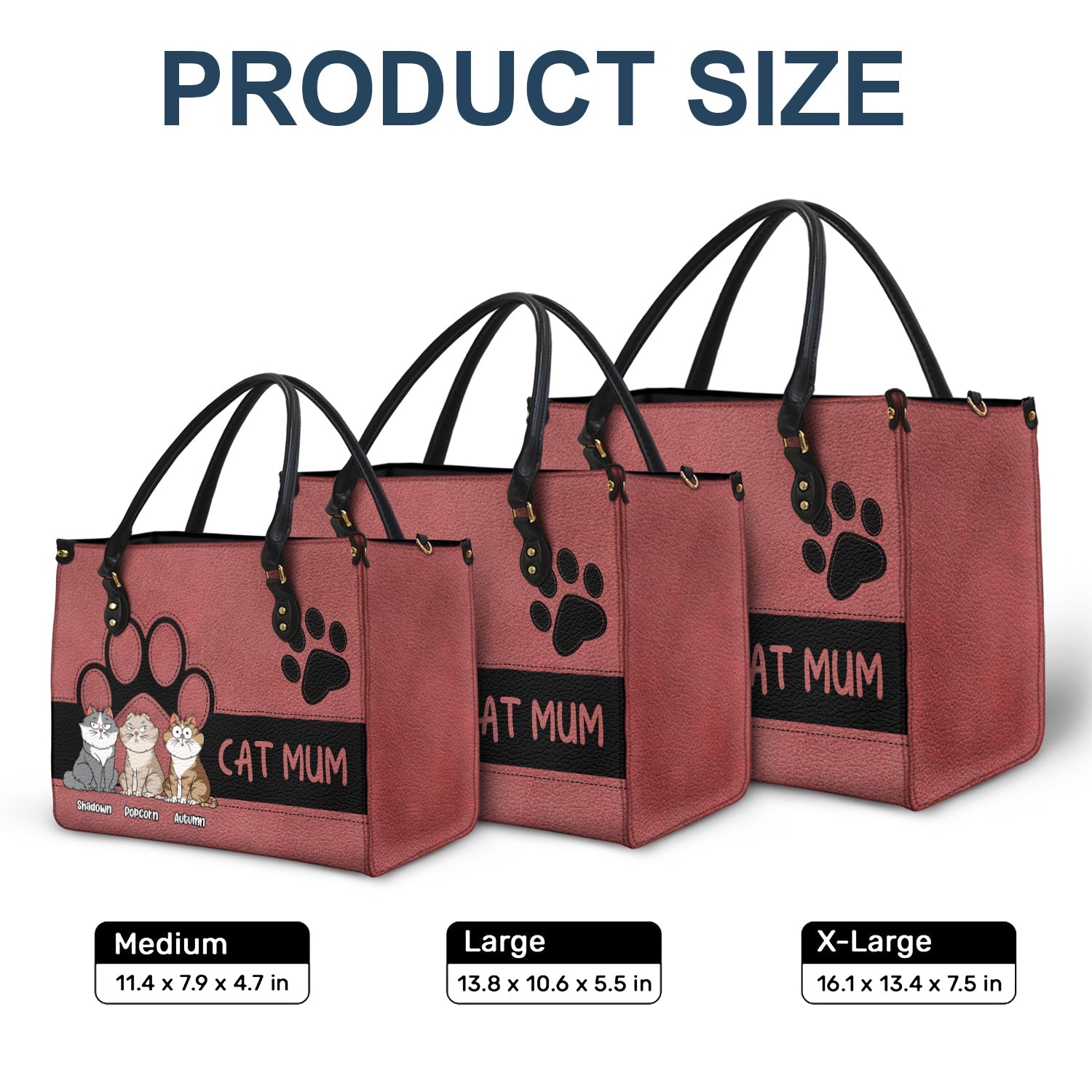 Cat Mom Funny Cartoon Style - Gift For Cat Lovers - Personalized Leather Bag - Image 5