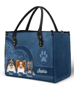 Alternative view of Cute Dogs And Cats Aesthetic Pattern - Birthday, Loving Gift For Pet Lovers, Dog Mom, Cat Mom - Personalized Leather Bag