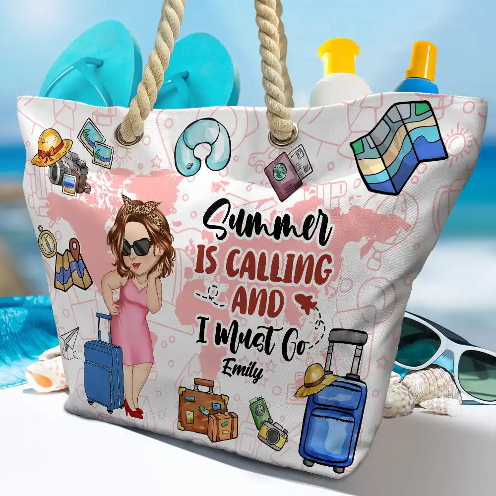 Travel Is My Therapy - Personalized Beach Bag - Image 4