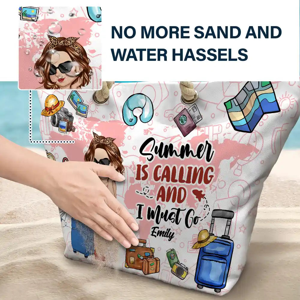 Travel Is My Therapy - Personalized Beach Bag - Image 6