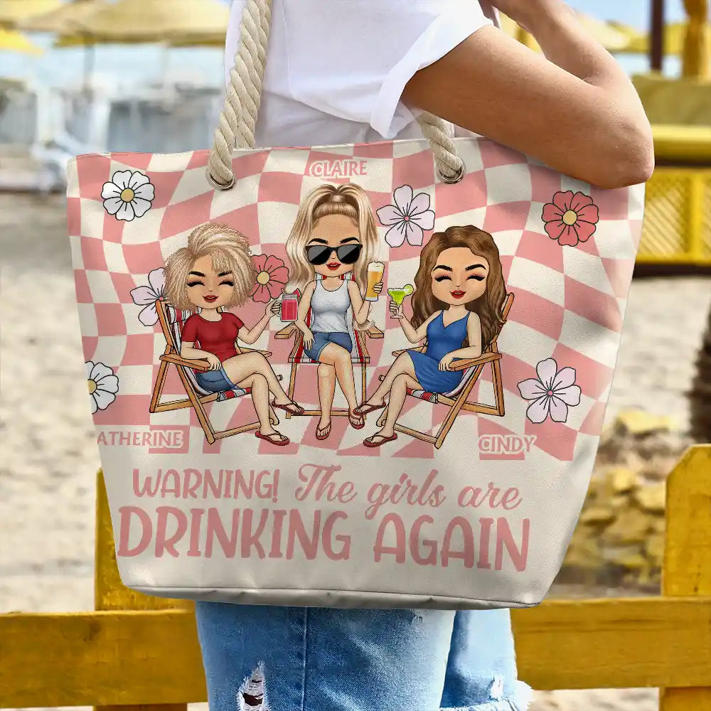 Girls Trip Besties For The Resties Chibi - Personalized Beach Bag - Image 3