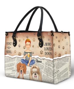 Alternative view of Just A Girl Who Loves Dogs - Gift For Dog Moms, Dog Lovers - Personalized Leather Bag