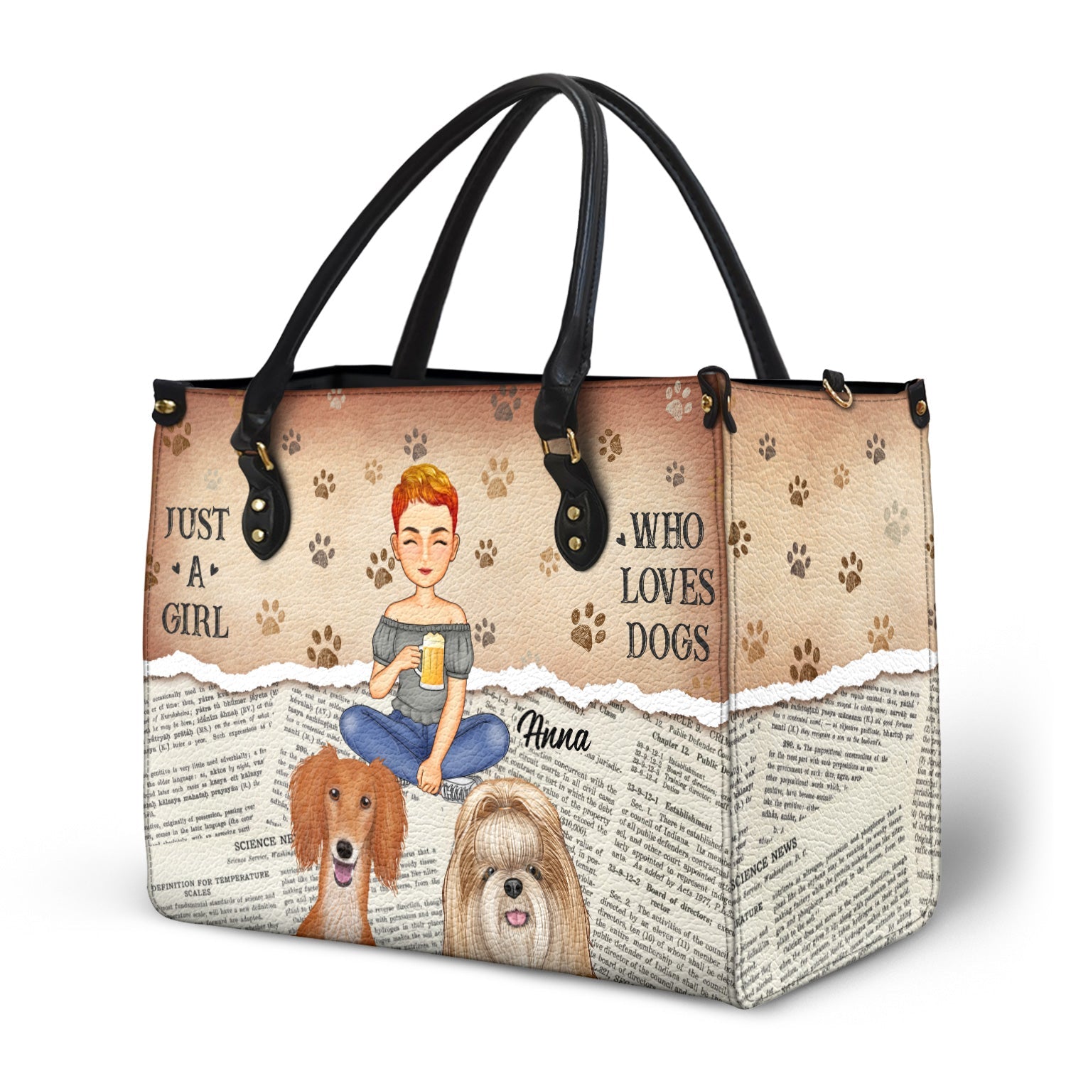 Just A Girl Who Loves Dogs - Gift For Dog Moms, Dog Lovers - Personalized Leather Bag - Image 2