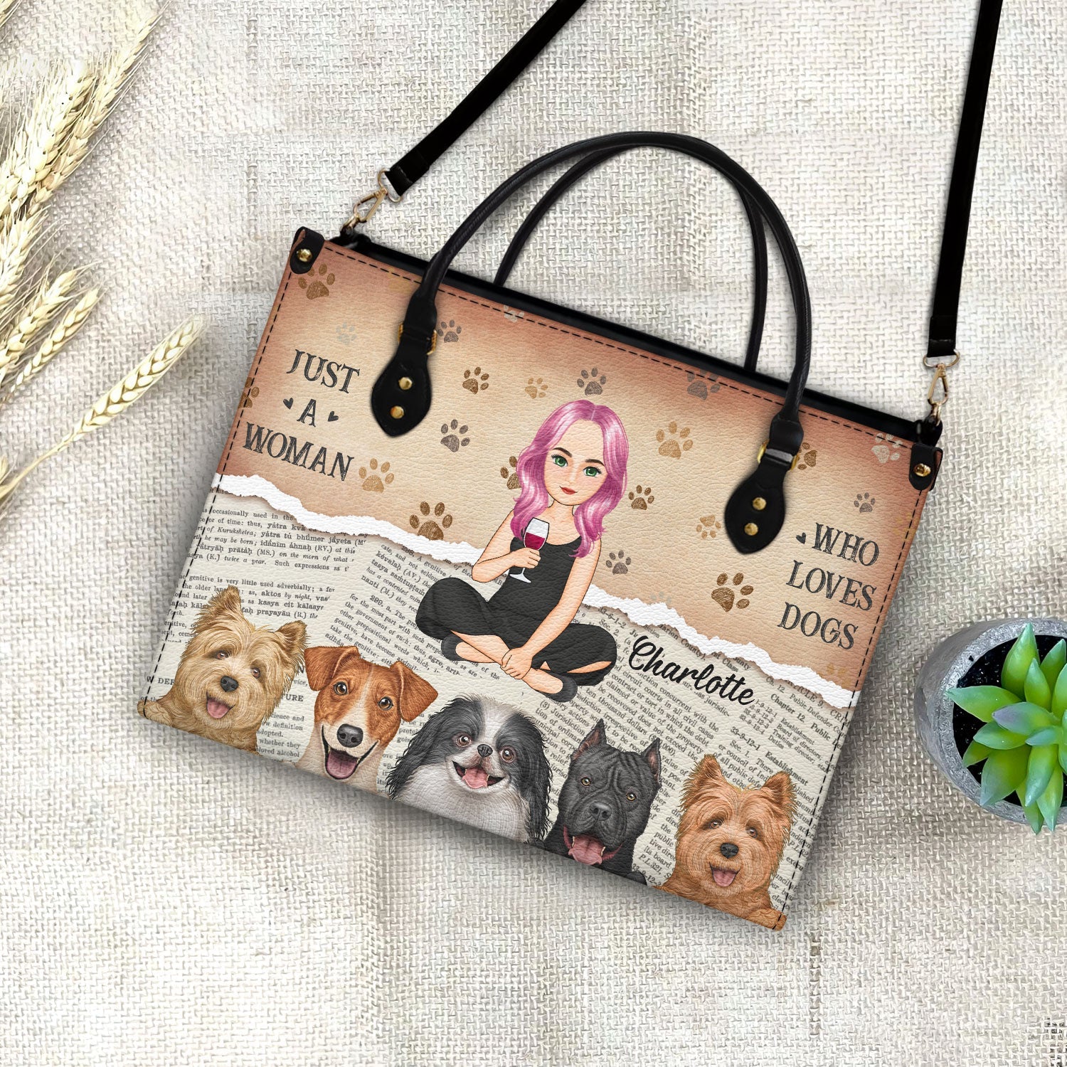 Just A Girl Who Loves Dogs - Gift For Dog Moms, Dog Lovers - Personalized Leather Bag - Image 4