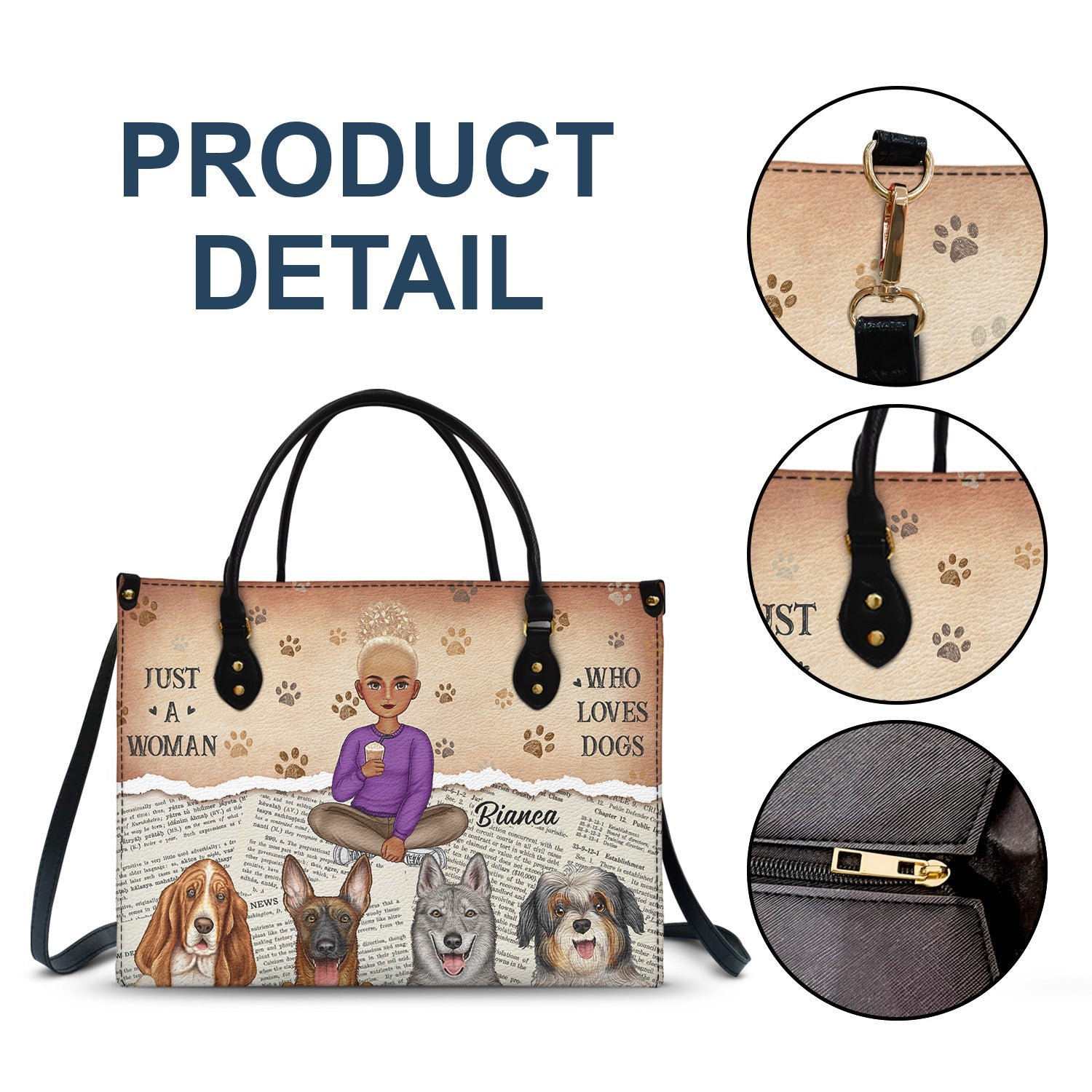 Just A Girl Who Loves Dogs - Gift For Dog Moms, Dog Lovers - Personalized Leather Bag - Image 6