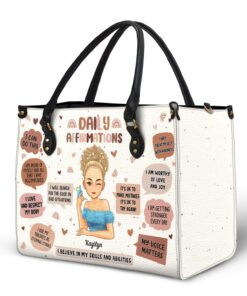 Alternative view of Daily Affirmations - Gift For Yourself, Girls, Women - Personalized Leather Bag